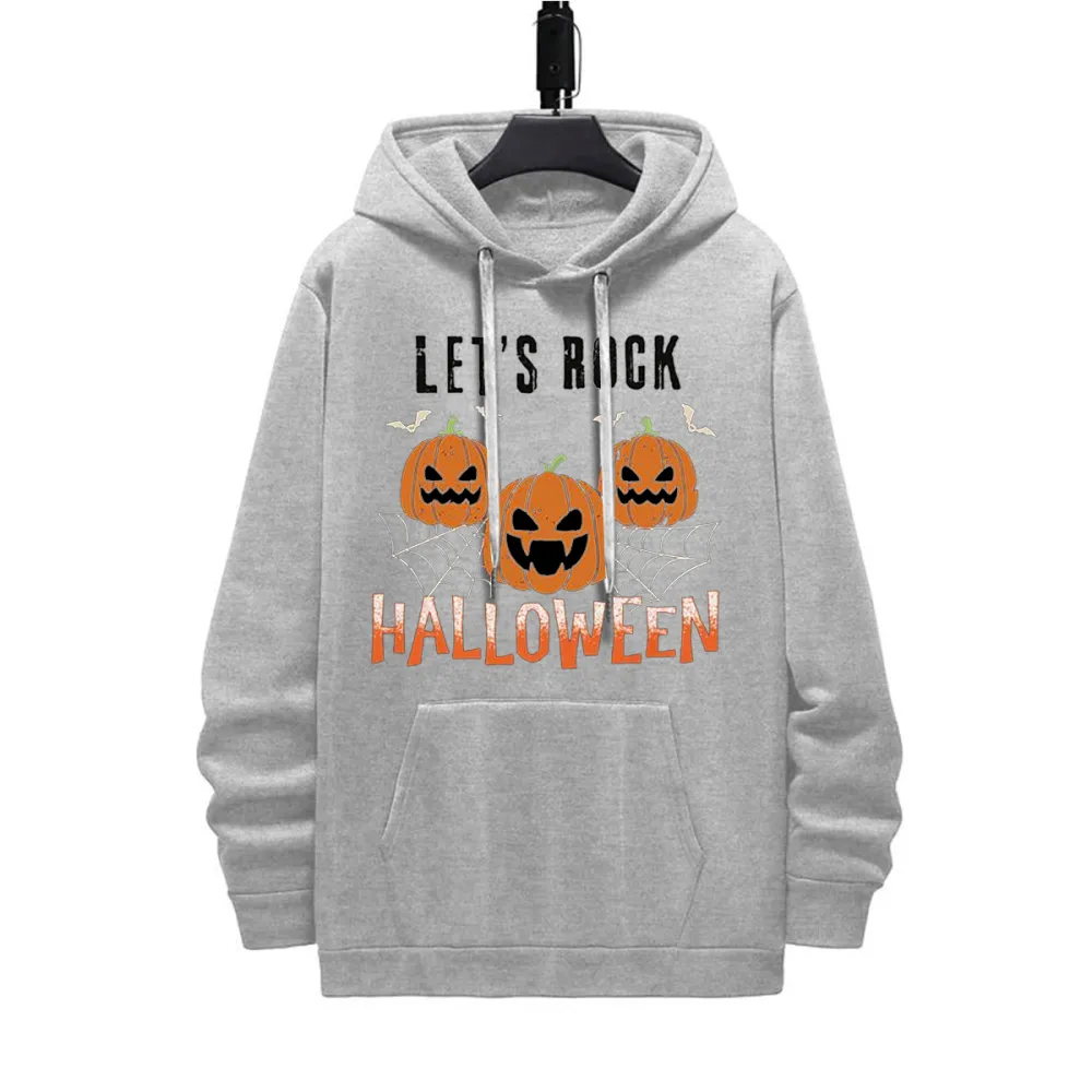 LET'S ROCK HALLOWEEN PATTERN PRINTED HOODIE