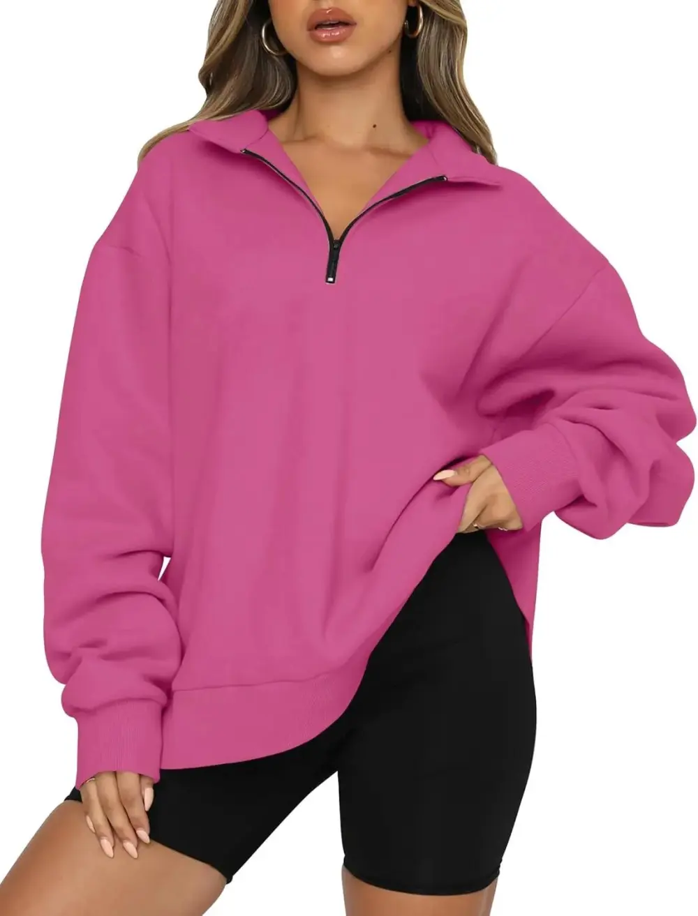 Oversized Sweatshirts Half Zip Pullover Long Sleeve