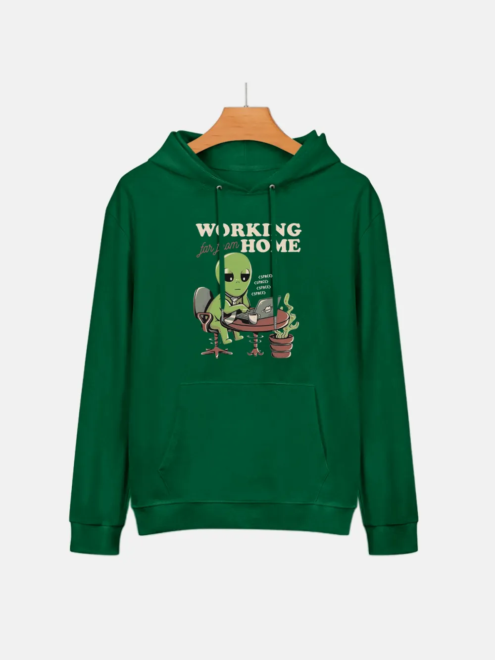 WORKING FAR FROM HOME PATTERN PRINTED HOODIE