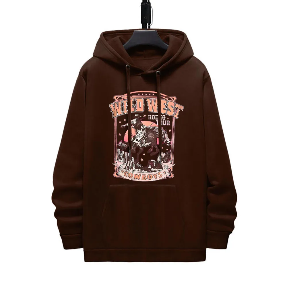 WILD WEST COWBOYS PATTERN PRINTED HOODIE