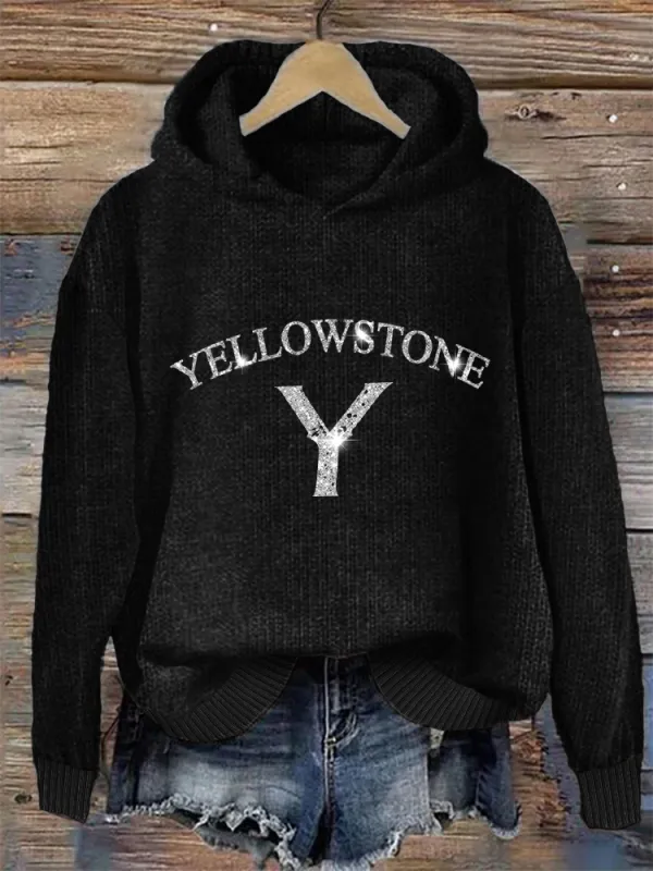 Glitter Western Classic Logo Cozy Knit Hoodie 1