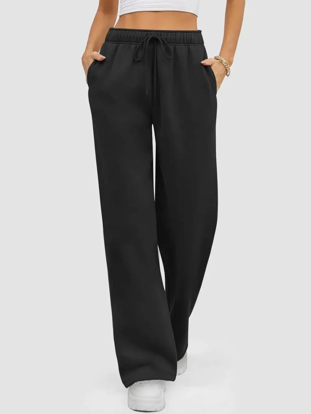 Baggy Sweatpant Fleece Lined Straight Leg Pants