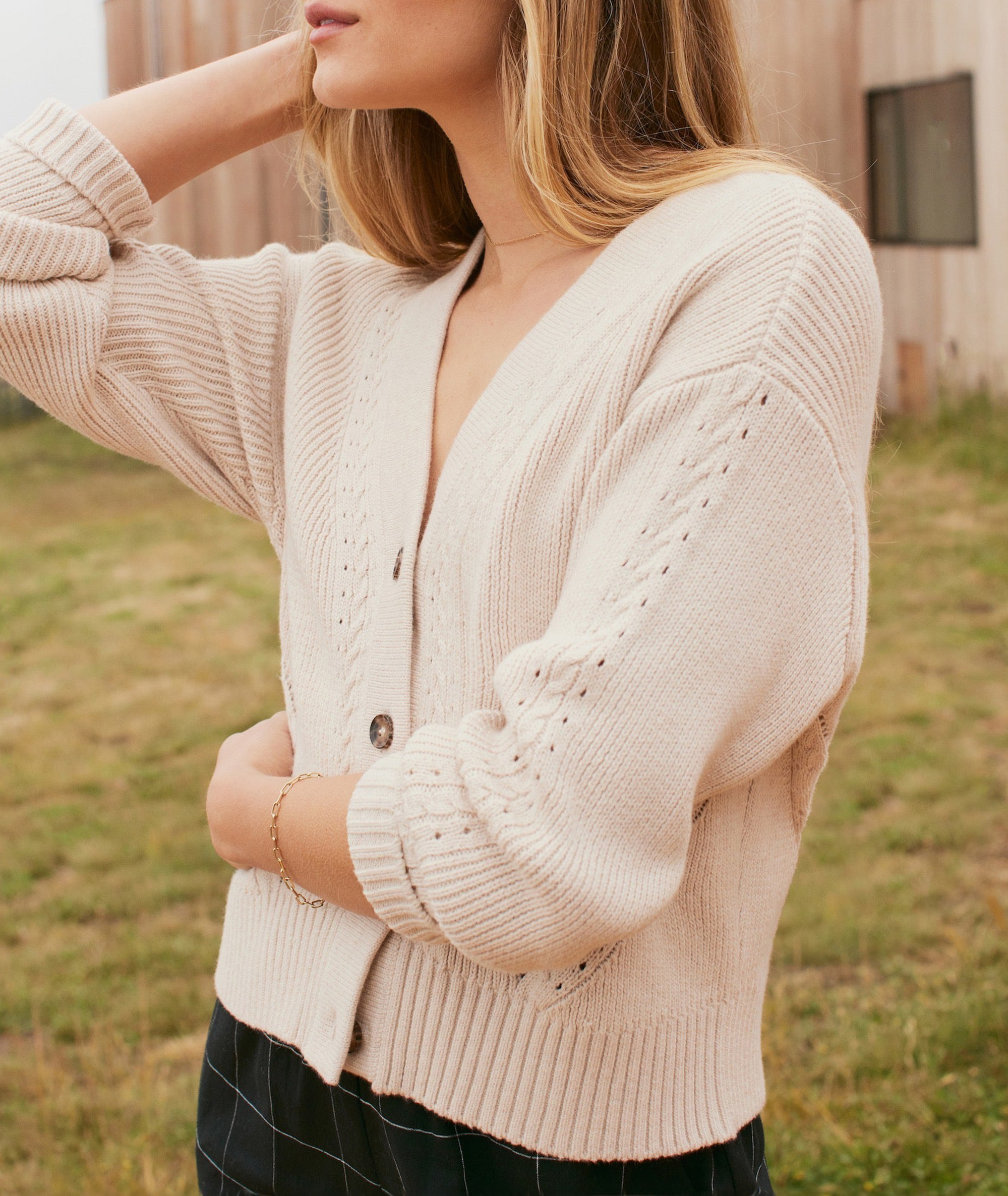 White V-neck Crop Cardigan