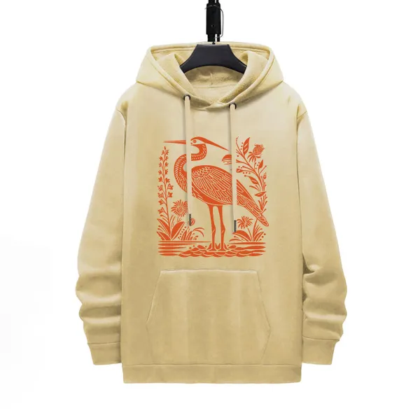 BIRD STANDING ON THE WATER PATTERN PRINTED HOODIE