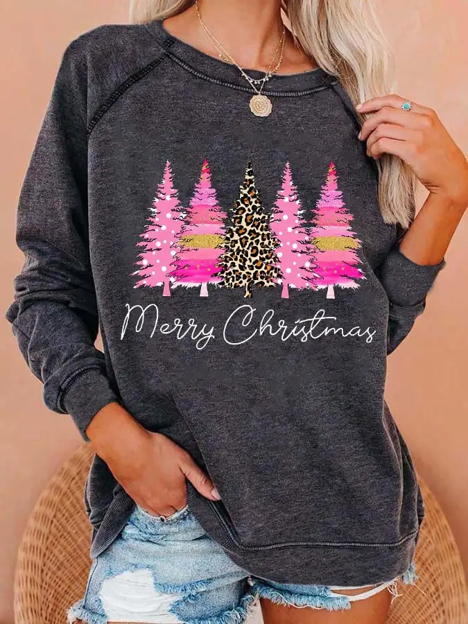 Women's Merry     Tree🎄 Print Sweatshirt