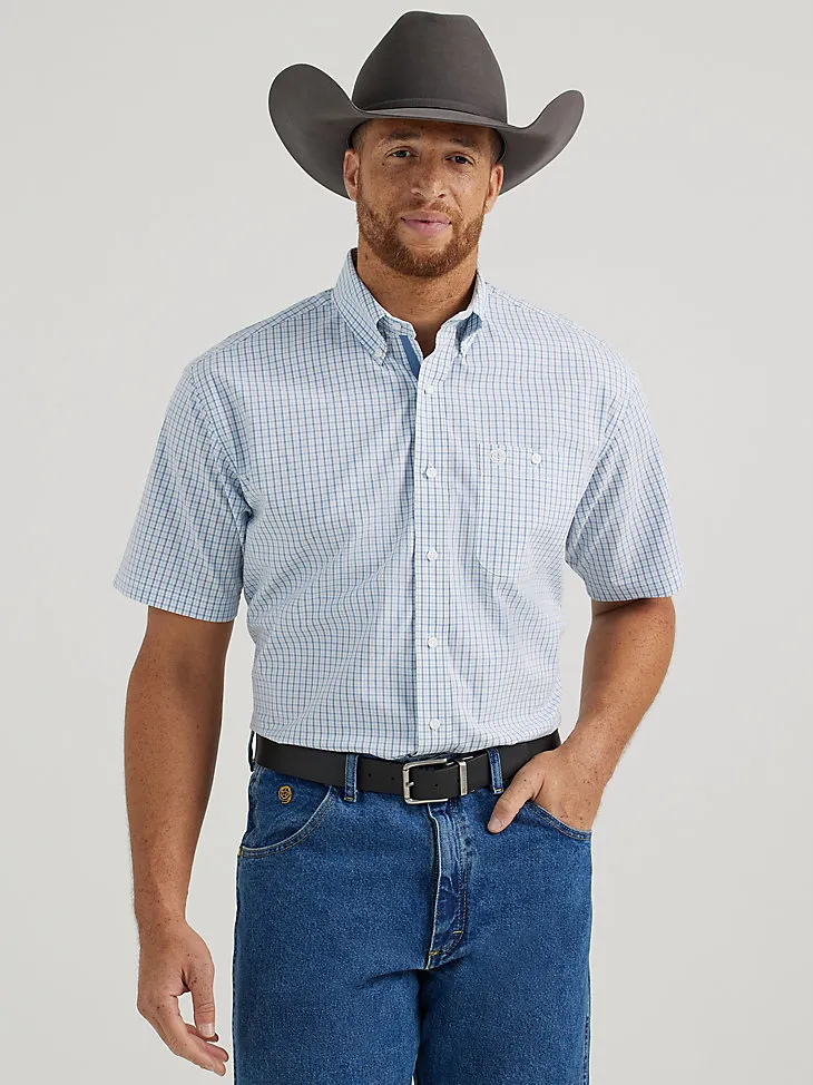 MEN'S GEORGE STRAIT SHORT SLEEVE ONE POCKET BUTTON DOWN SHIRT IN KELLY BURSTS