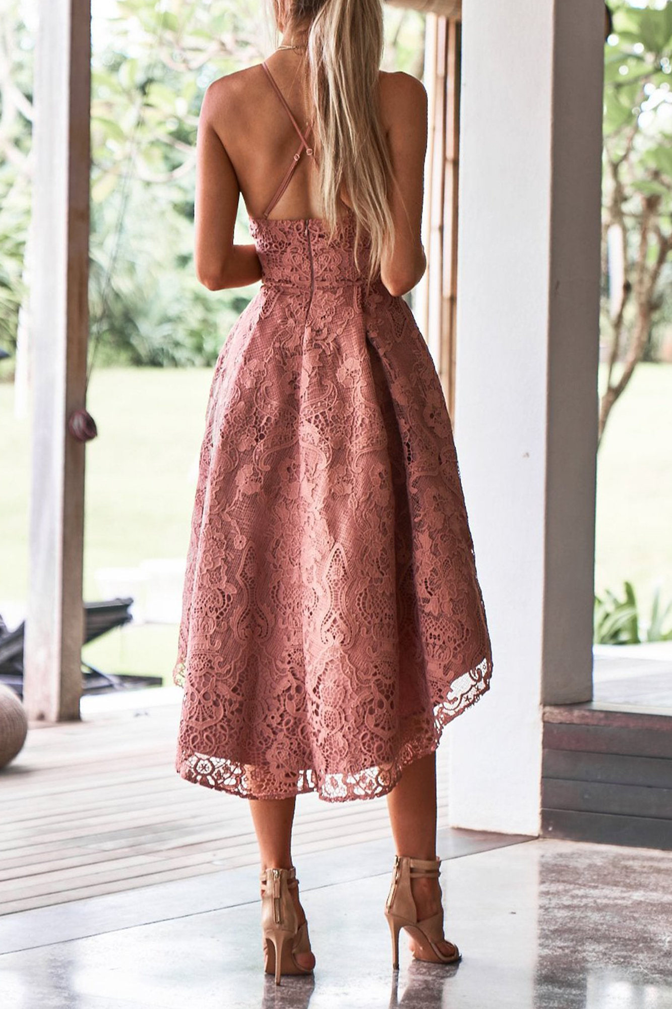 Marilyn Lace Dress (Mauve) - BEST SELLING