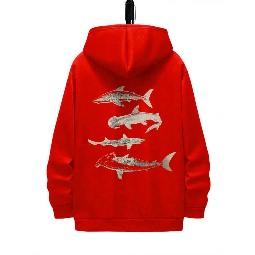 MARINE LIFE PATTERN PRINTED HOODIE