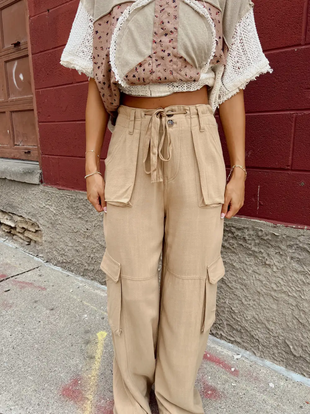 Adore You Taupe Utility Wide Leg Pants