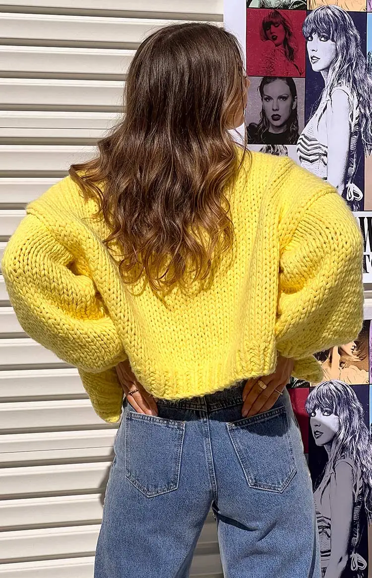 Bad Habits Yellow Knit Cardigan