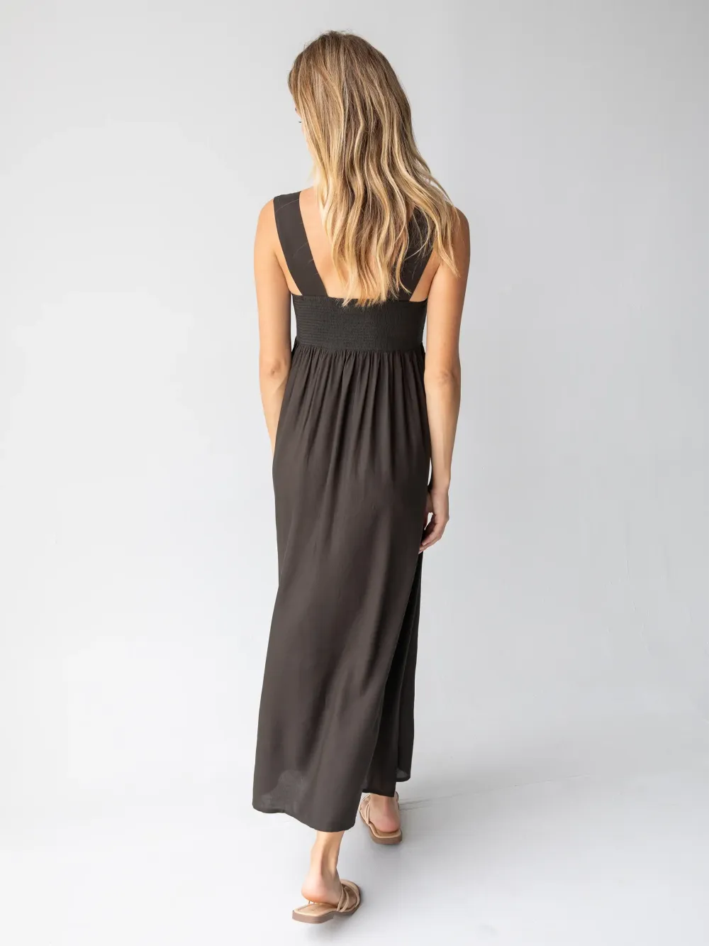 Tricia Embroidered Maxi Dress - Charcoal