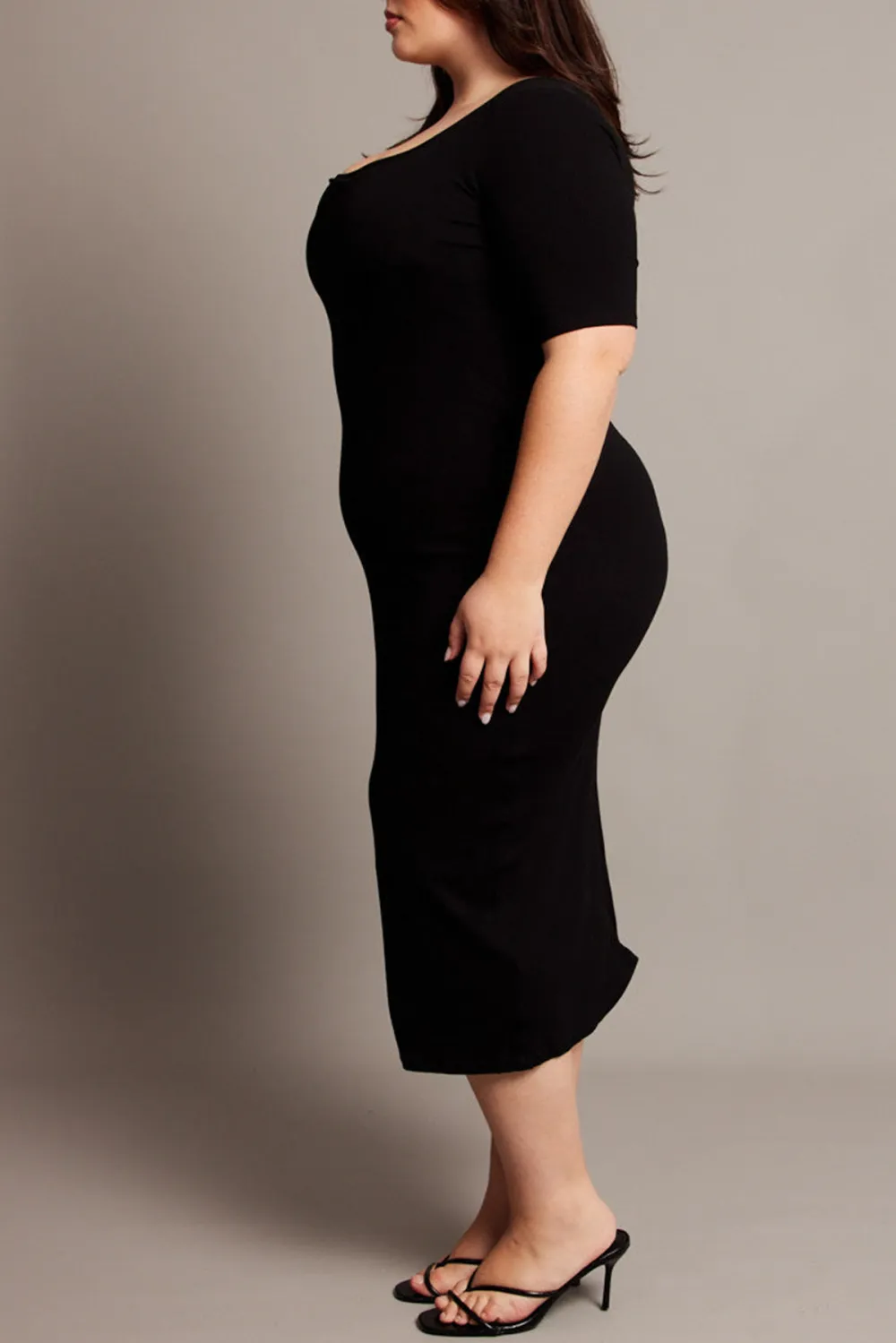 Black Shaper Dress Short Sleeve Bodycon