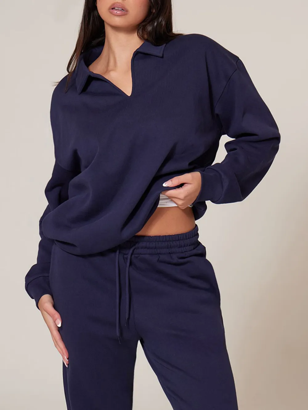 Navy Premium Wide Leg Sweat Sweatpants