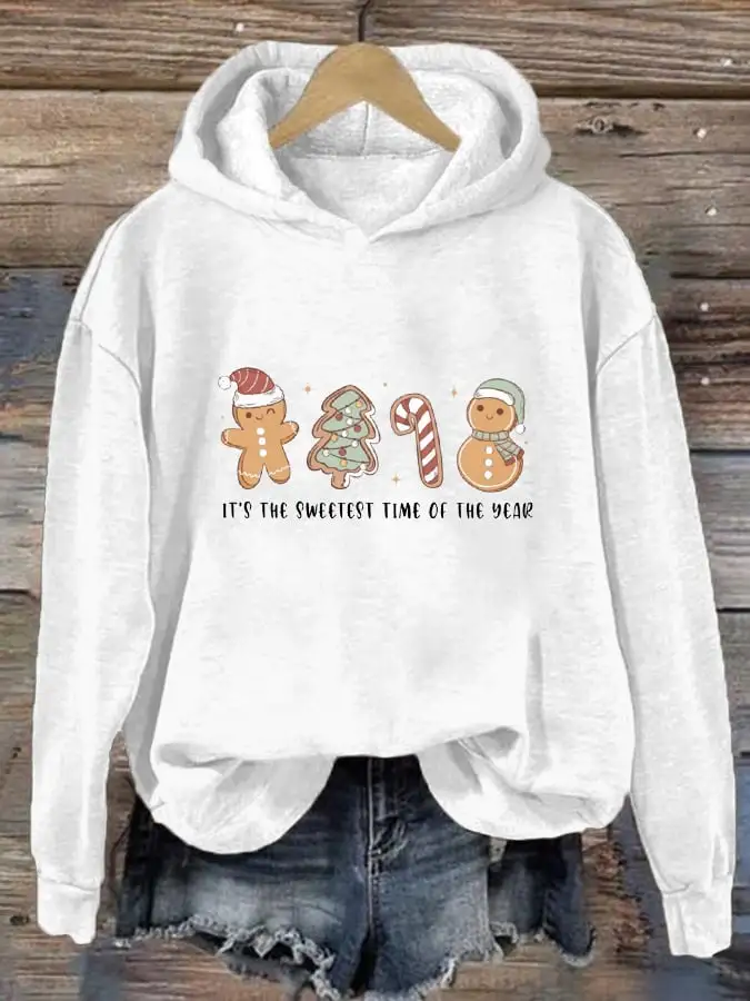 Women's It'S The Sweetest Time Of The Year Christmas Print Casual Hooded