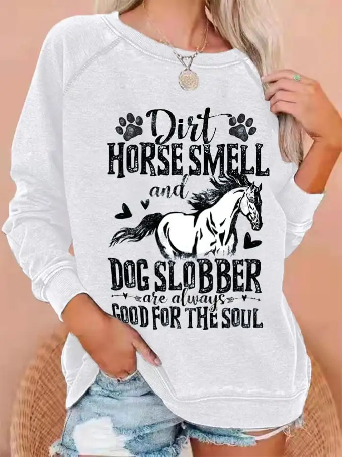 🔥Buy 3 Get 10% Off🔥Women's Western Dirt Horse Smell Dog Slobber Rider Equestrian Printed Sweatshirt