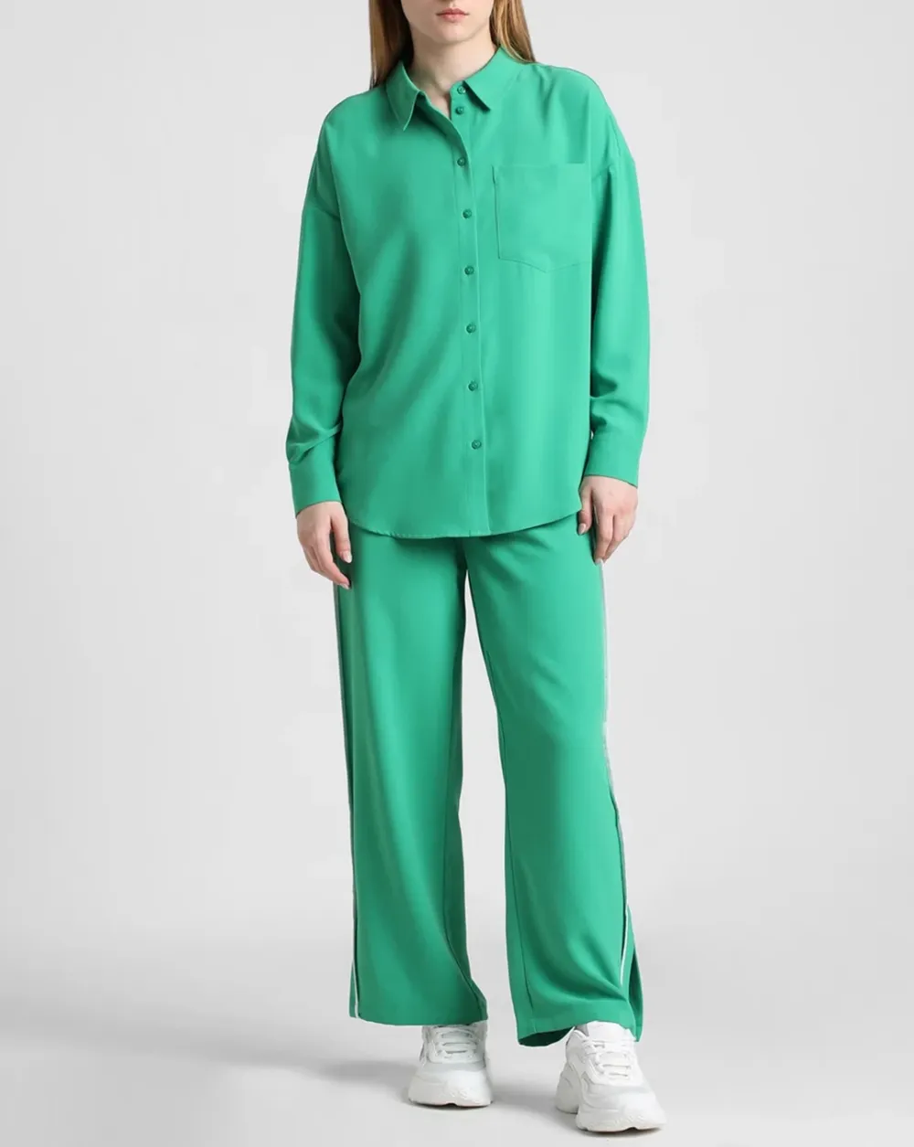 Green Contrast Pipping Shirt