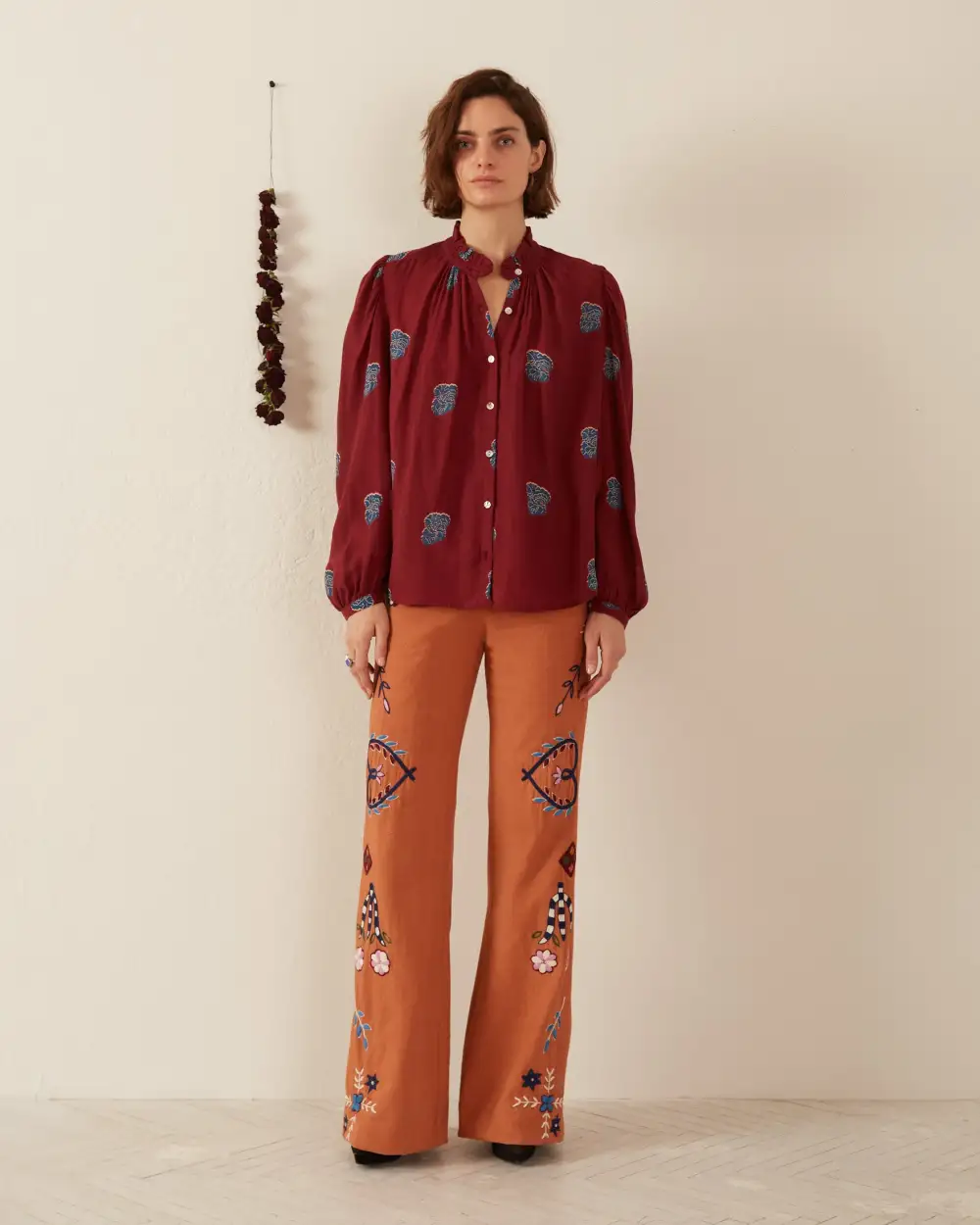 Annabel Burgundy and Blue Shirt