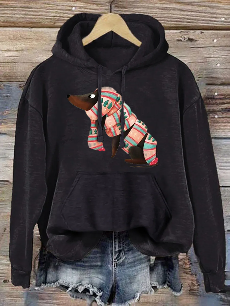 Art Dog Print Hoodie