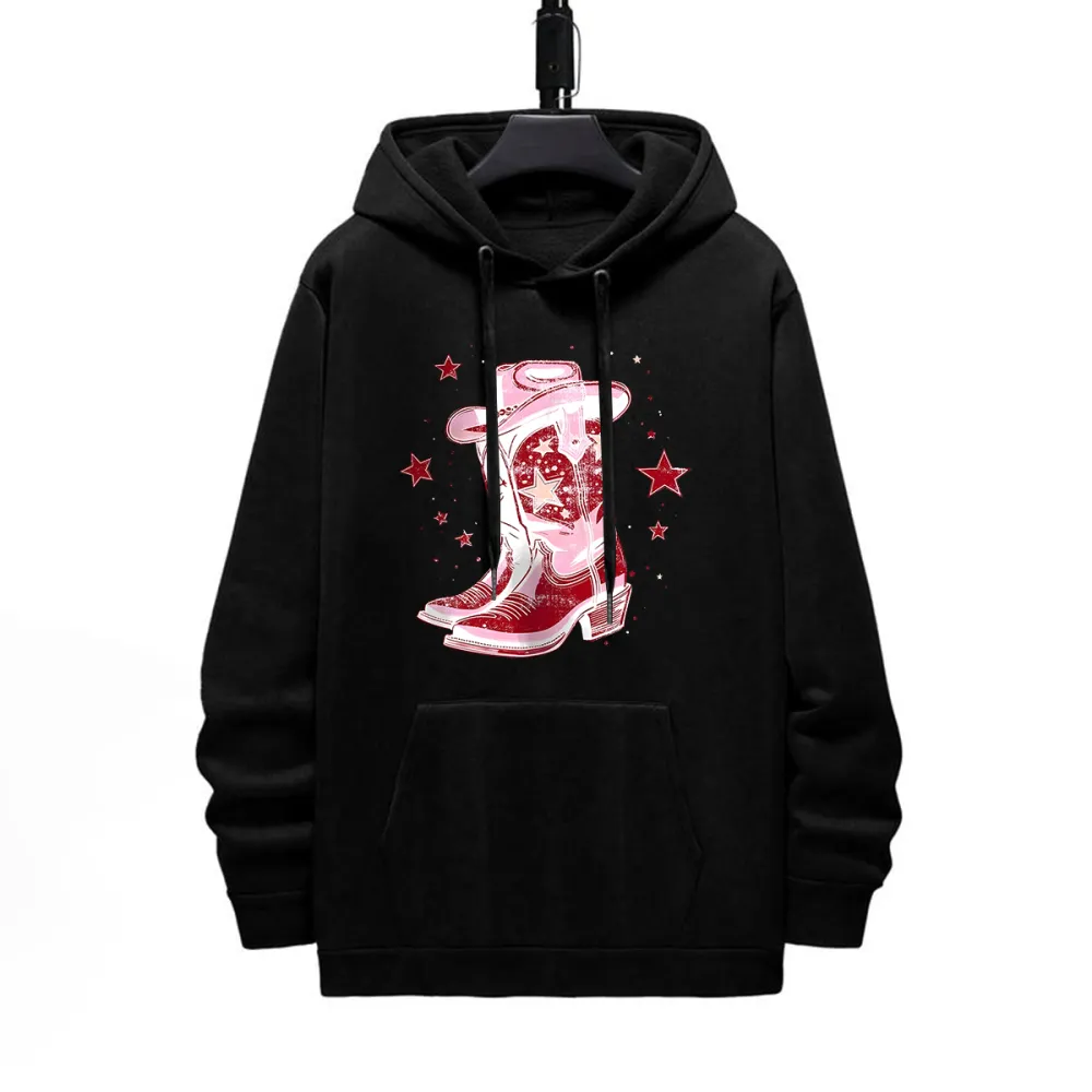 COWBOY BOOTS PATTERN PRINTED HOODIE