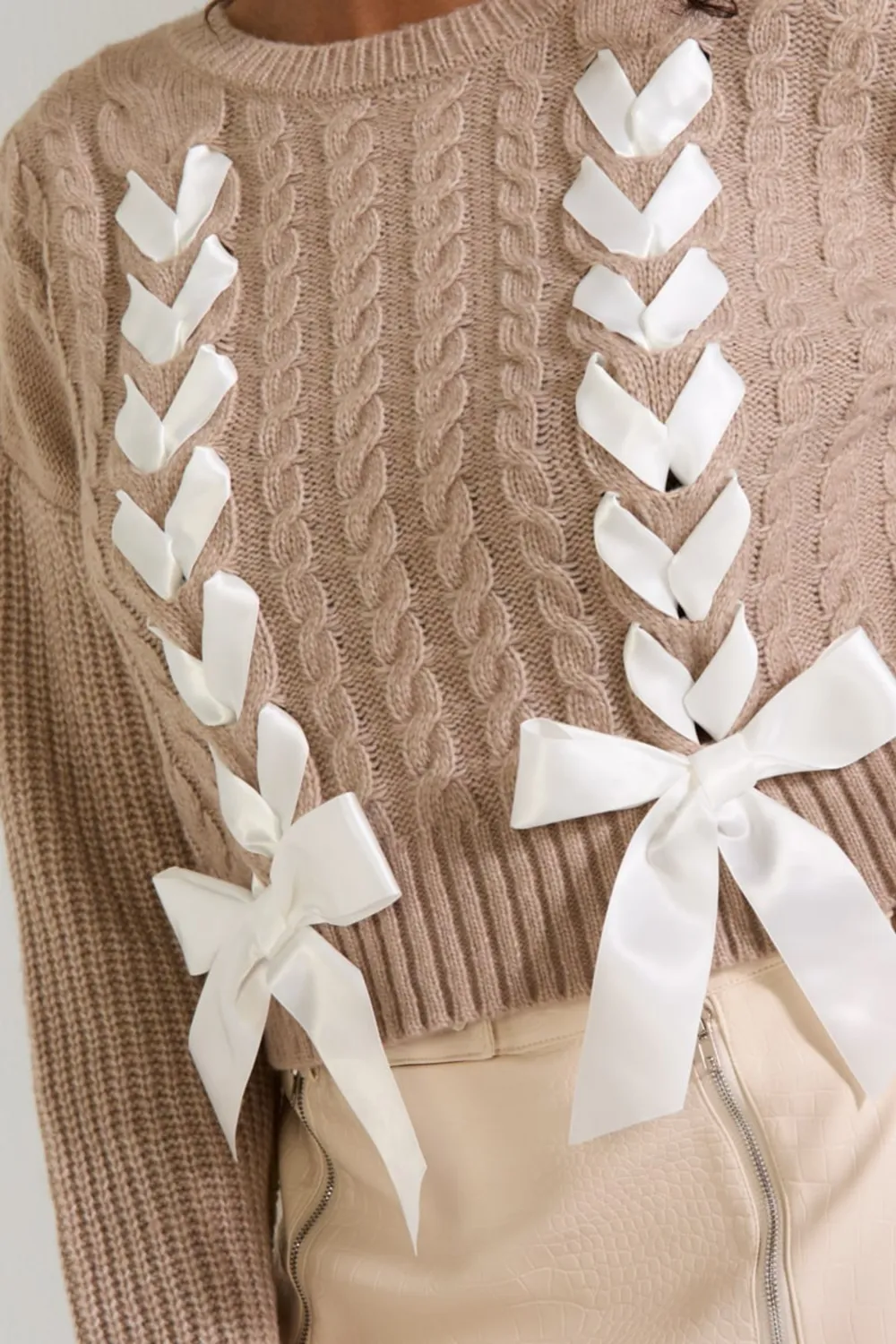 Sally Ribbon Front Pullover Sweater