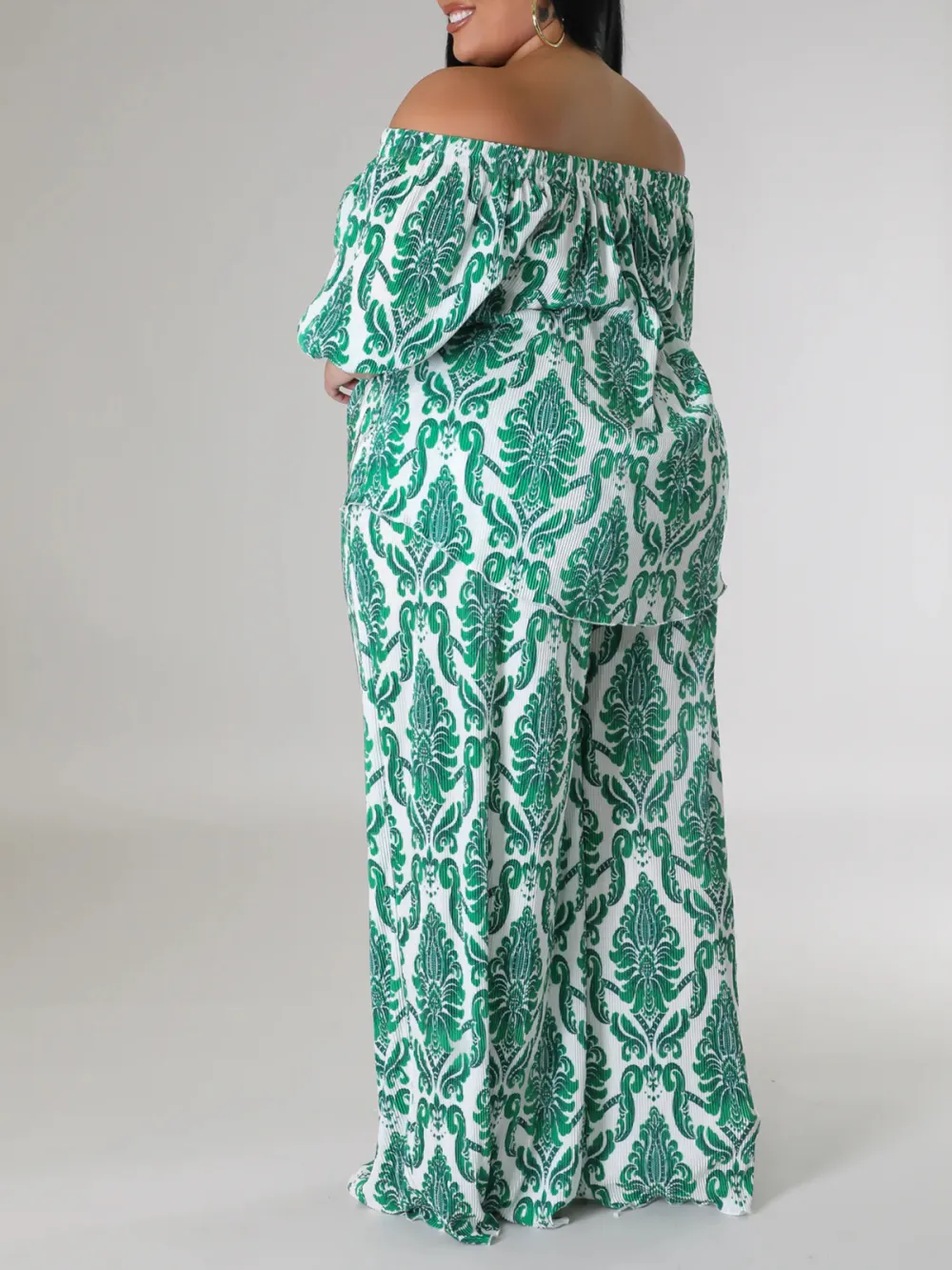 Plus-Size Women'S Fashion Plant-Print Suit