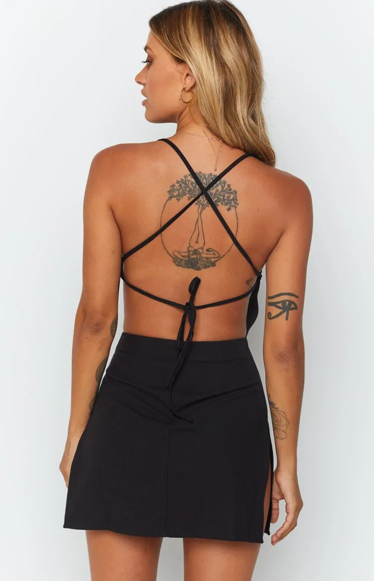 Amara Backless Mini Dress Black