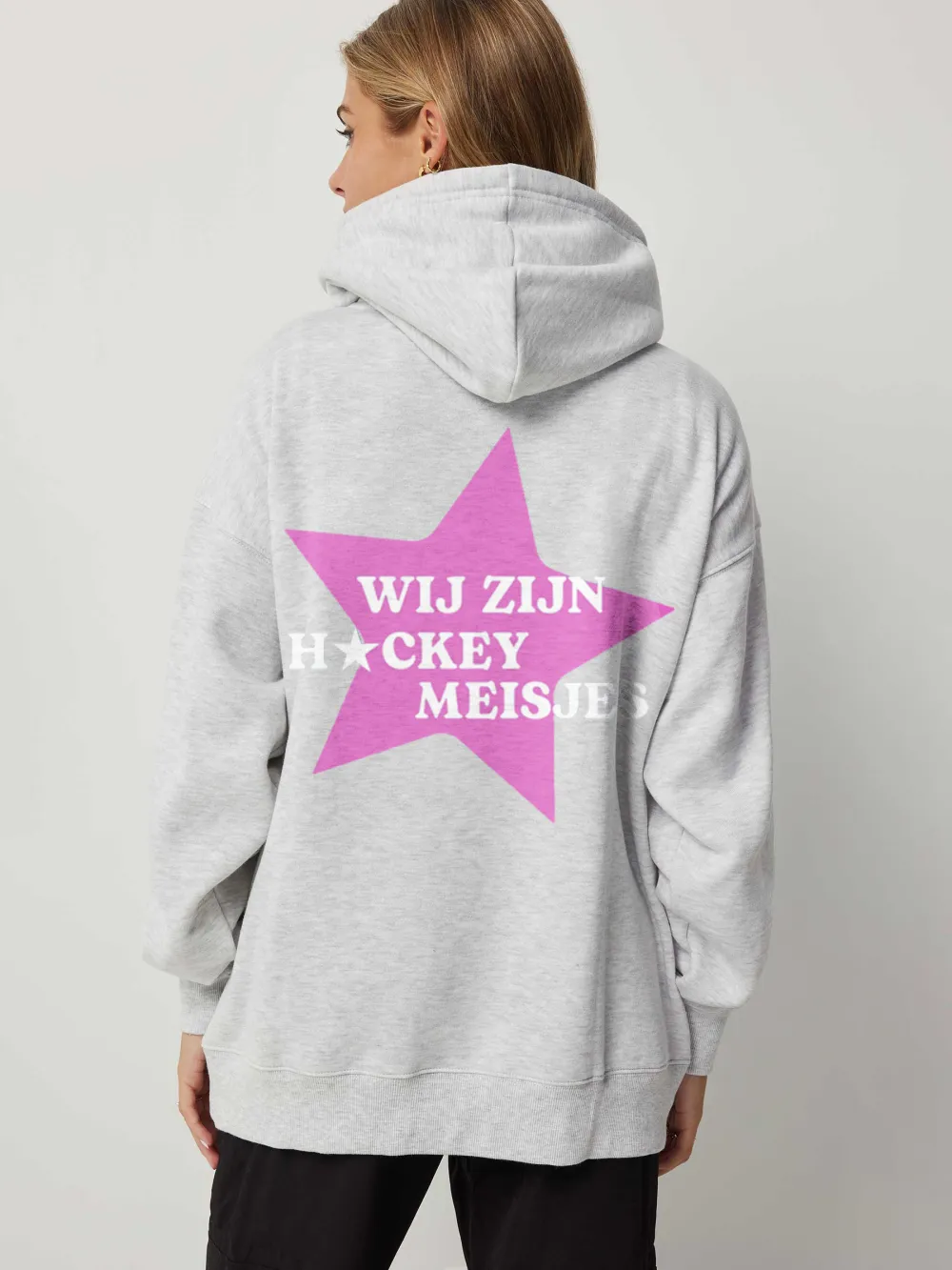 Oversized Long-Sleeved Hooded Star With Letter Sweatshirt