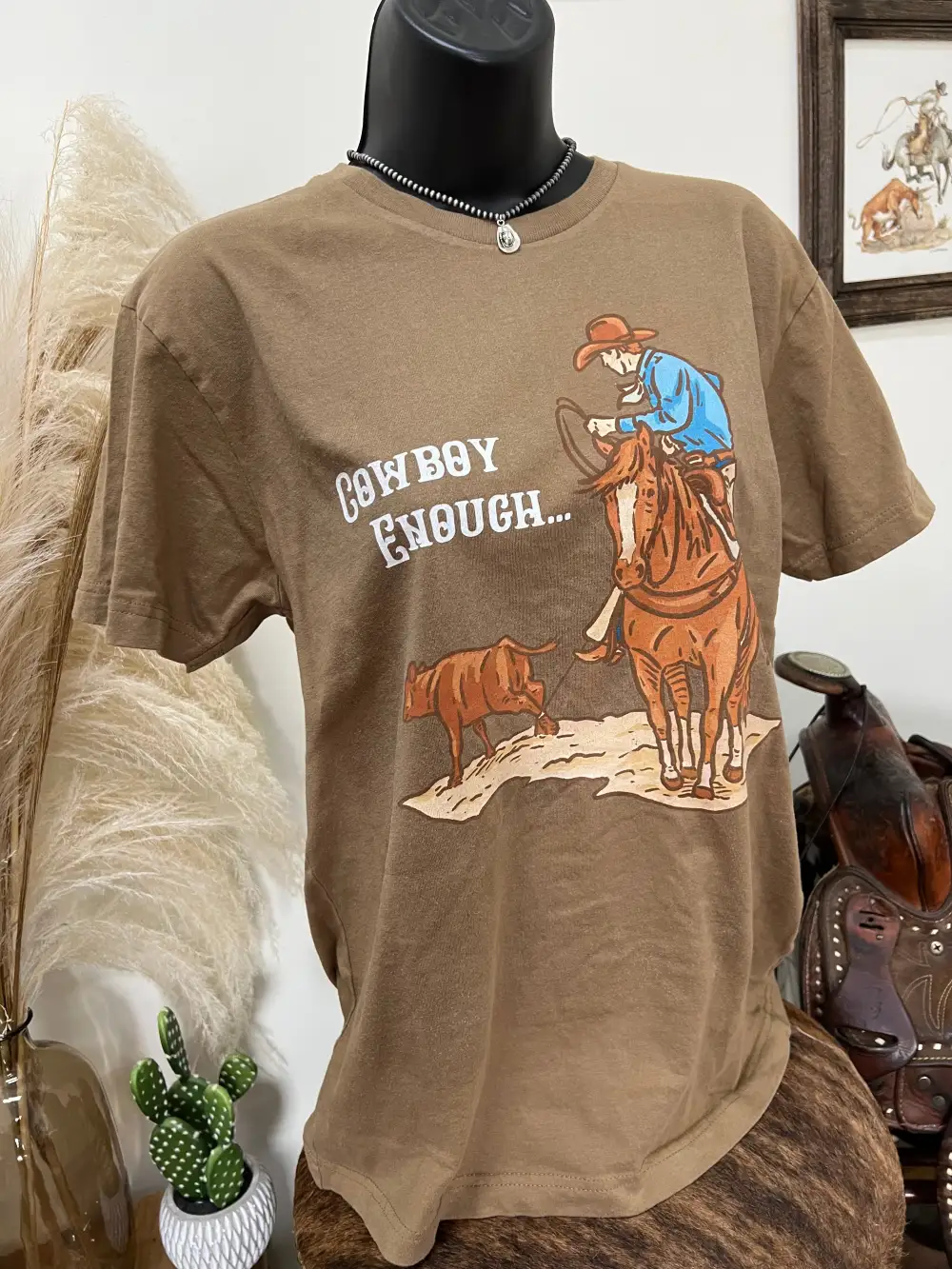 Cowboy Enough Tee-Coyote Brown