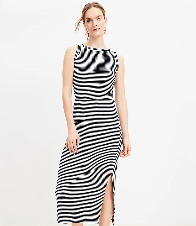 Stripe Ribbed Column Skirt