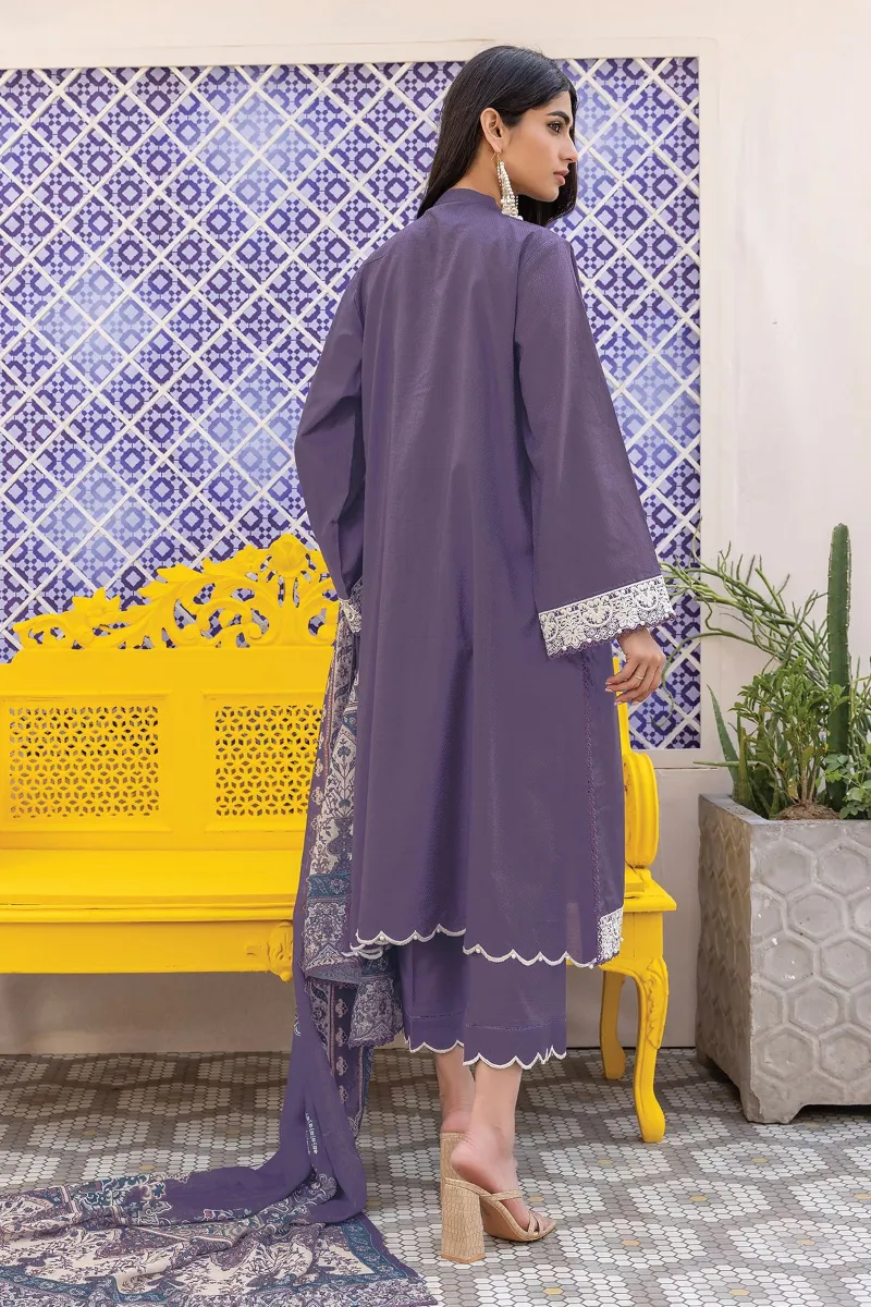 3 Piece Kurta Embroidered | Dupatta& Bottom & Tops | Color Gray purple