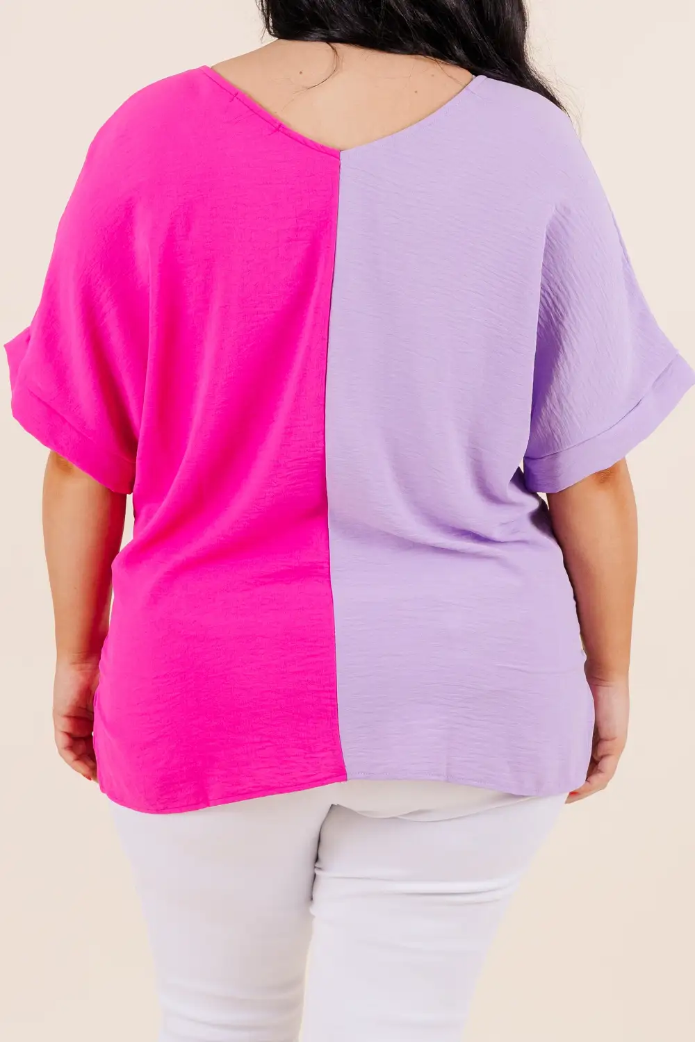 Double Dose of Color Top, Lilac/Hot Pink