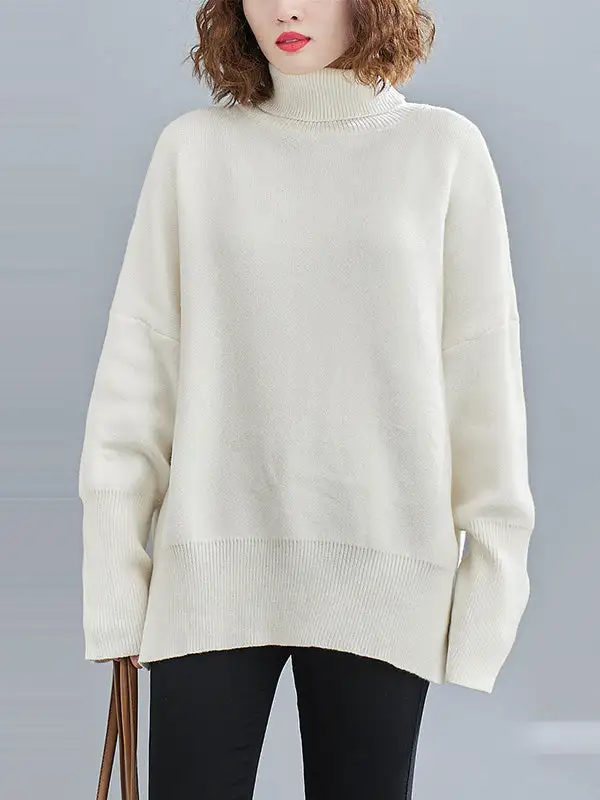 Original Solid High-Neck Knitting Sweater