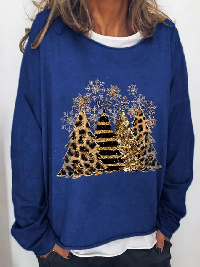 Women's Leopard   Tree Print Long Sleeve T-Shirt