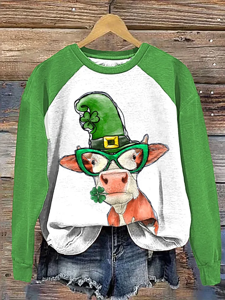 St. Patrick's Day Cow Casual Cozy Sweatshirt