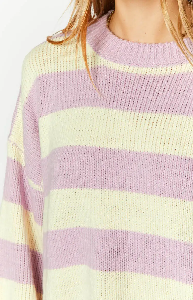 Snuggle Lilac Striped Oversized Striped Sweater