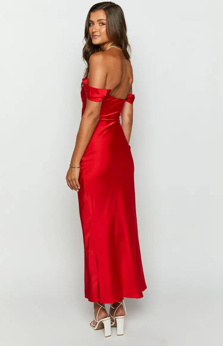 Ella Red Off Shoulder Formal Dress