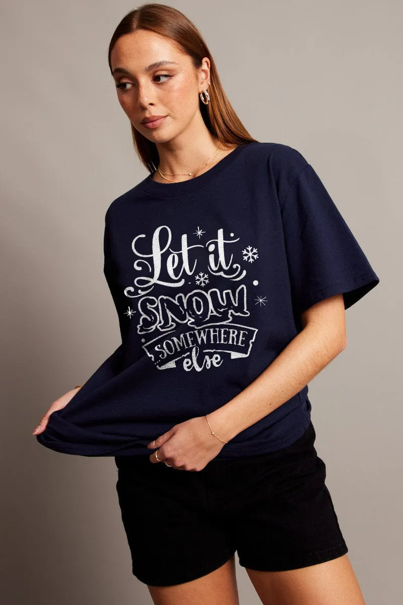 Women's letter and dice printed T-shirt