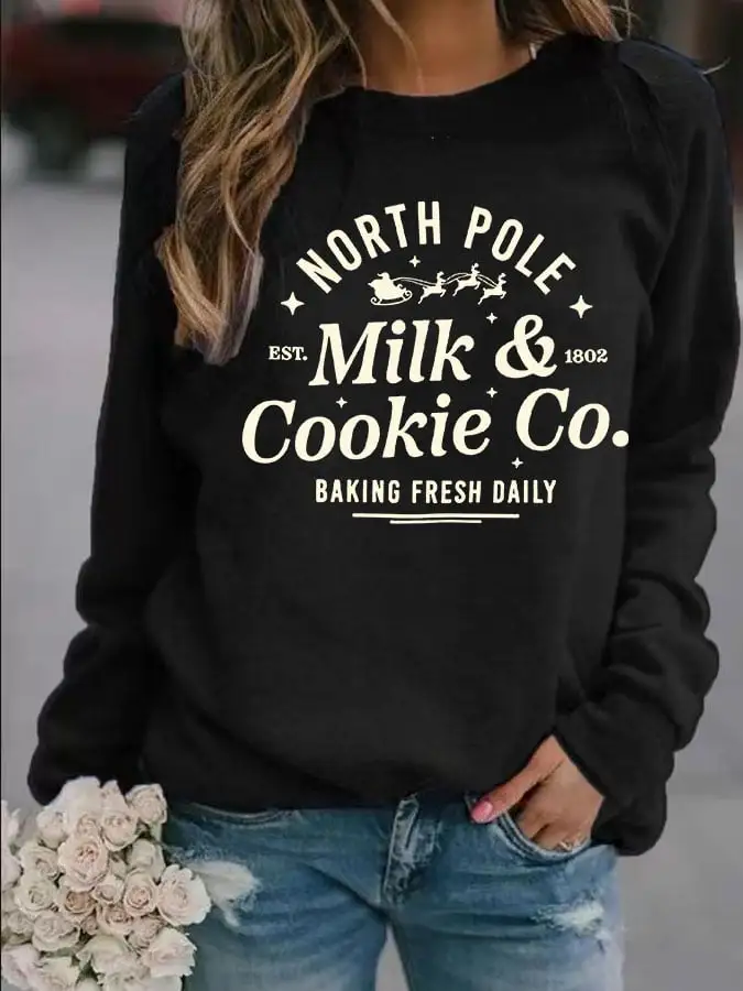 Women's Christmas Print Long Sleeve Sweatshirt