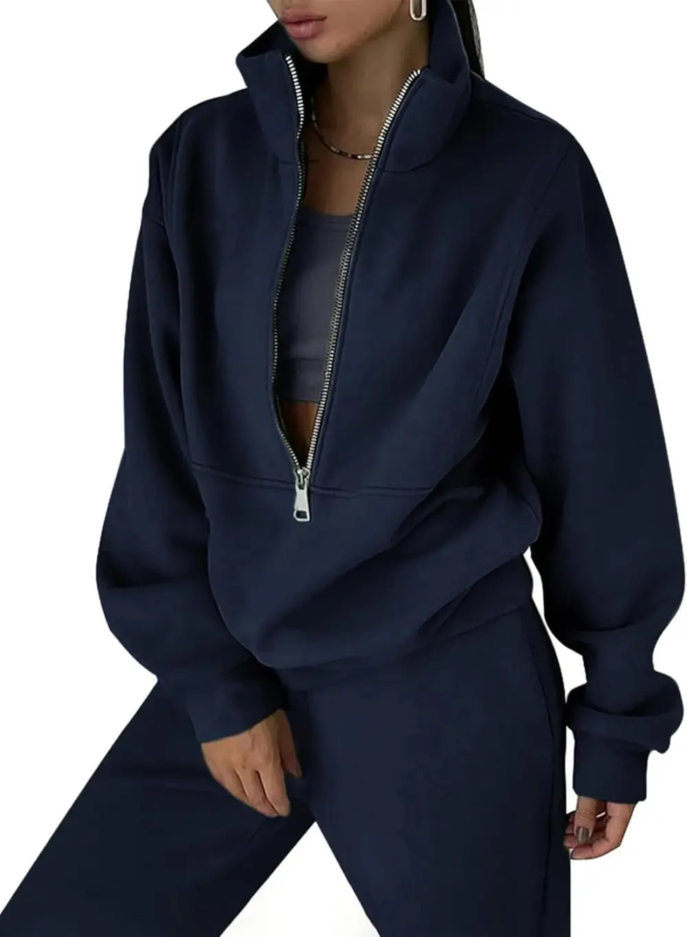 2 Piece Half Zip Sweatsuits Fleece Sweatshirt and Joggers Set Tracksuit