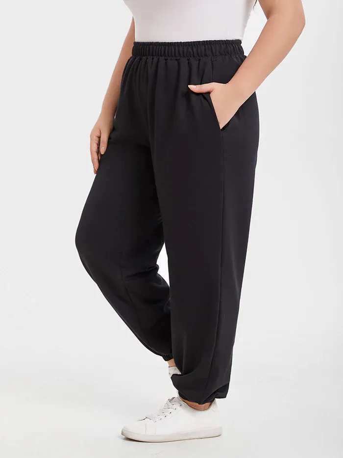 Elastic Waist Slant Pocket Pants