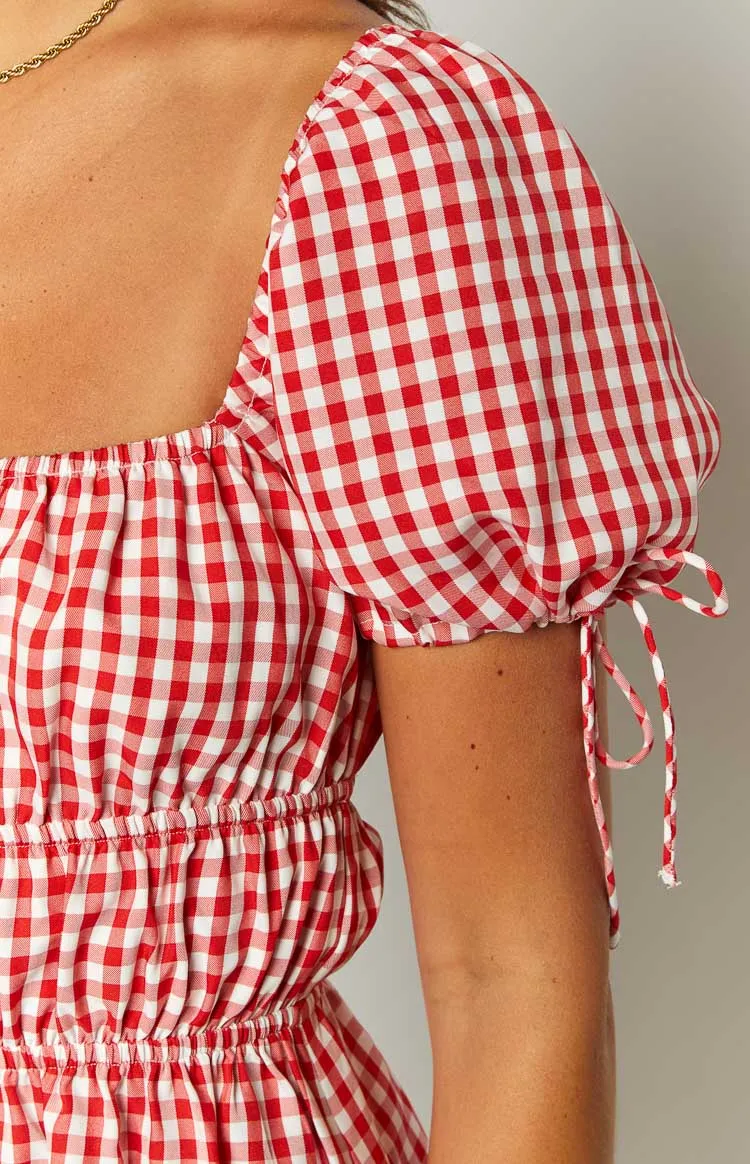 I'm Yours Red Gingham Mini Dress