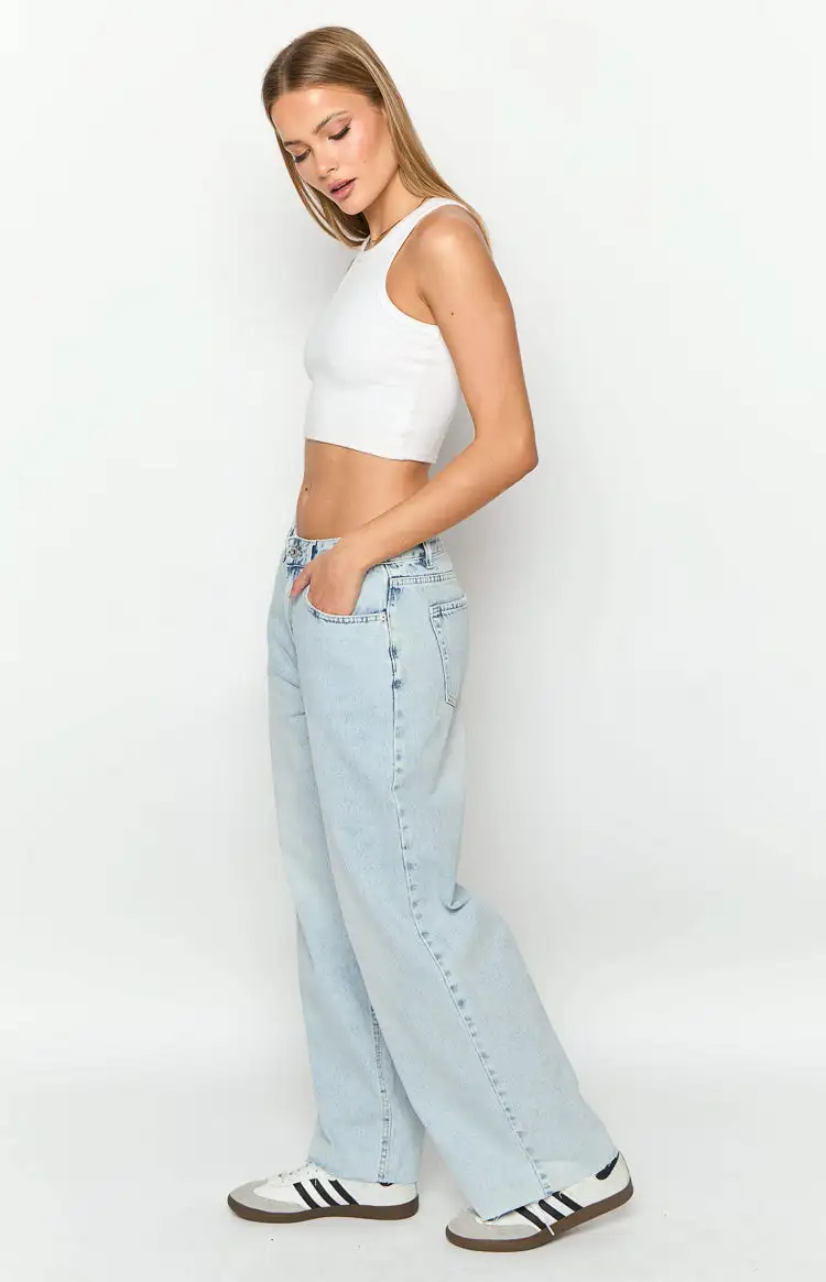 She's Yours Vintage Blue Denim Wide Leg Boyfriend Jeans