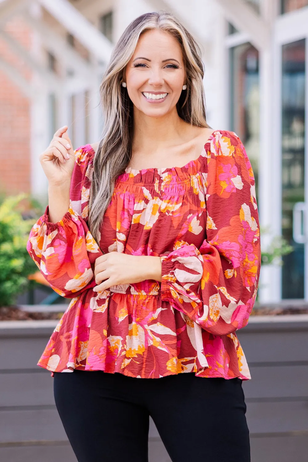 Petal Perfection Blouse, Brick