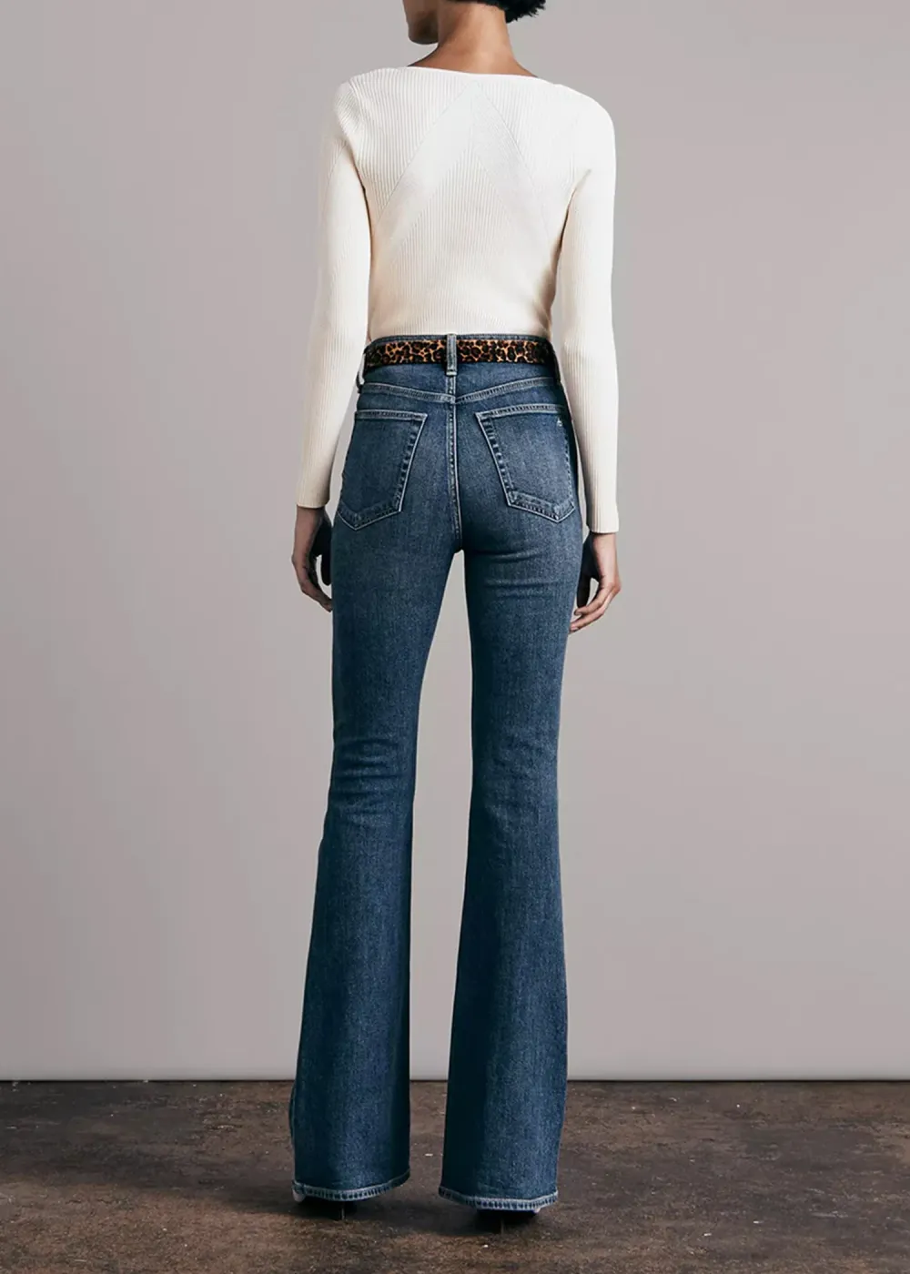 High-Rise Washed Flare Jeans