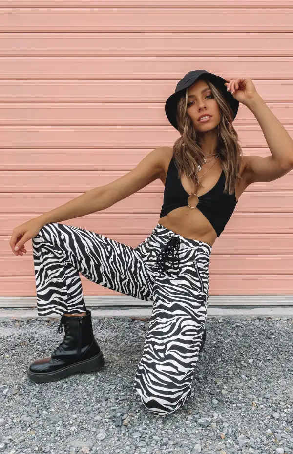 Tiger Lace Up Pants Zebra