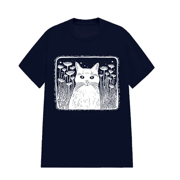 CAT IN FOREST PATTERN PRINTED TEE