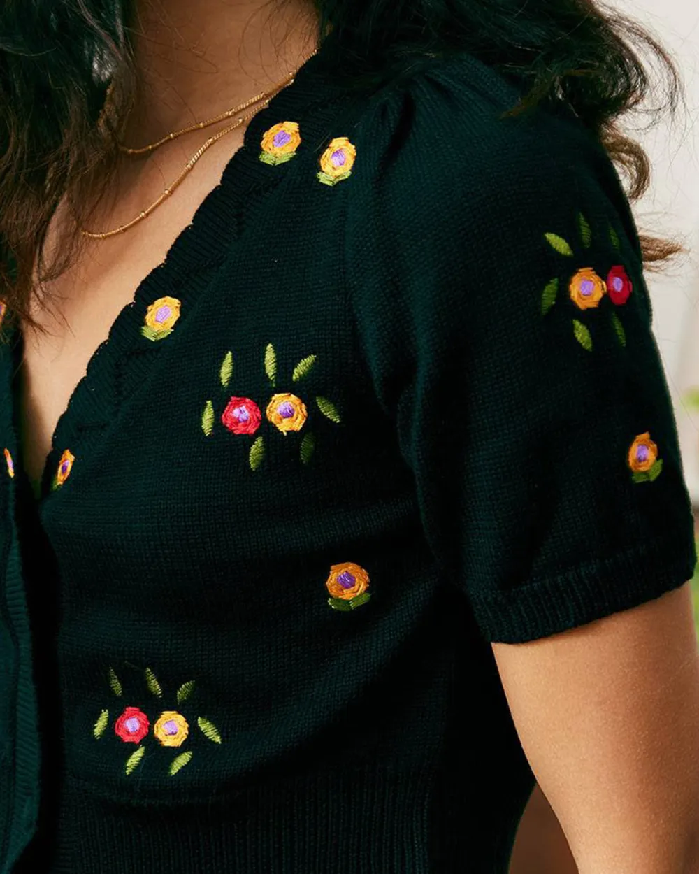 The Floral Embroidered Crop Tee