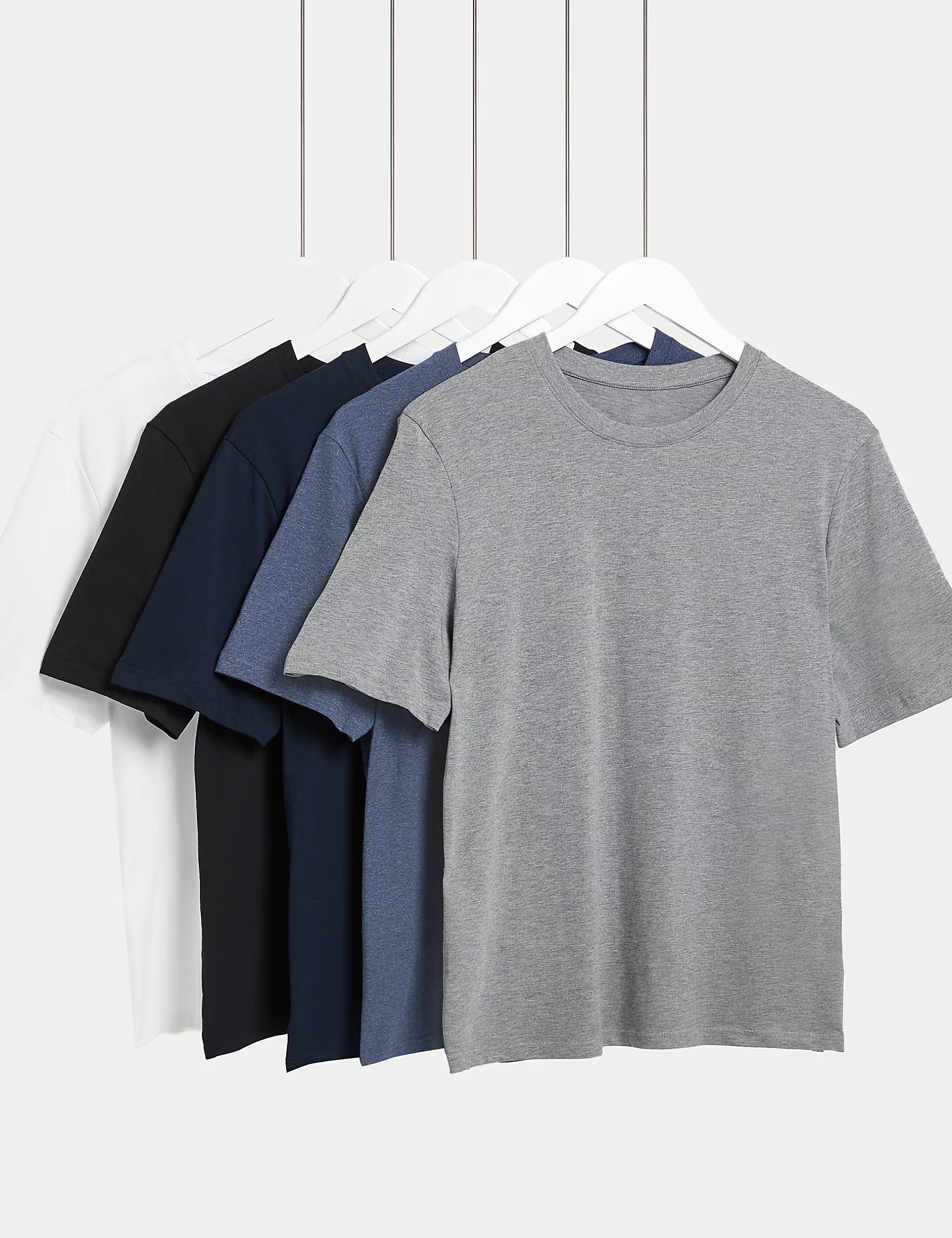 5pk Pure Cotton Crew Neck T-Shirts