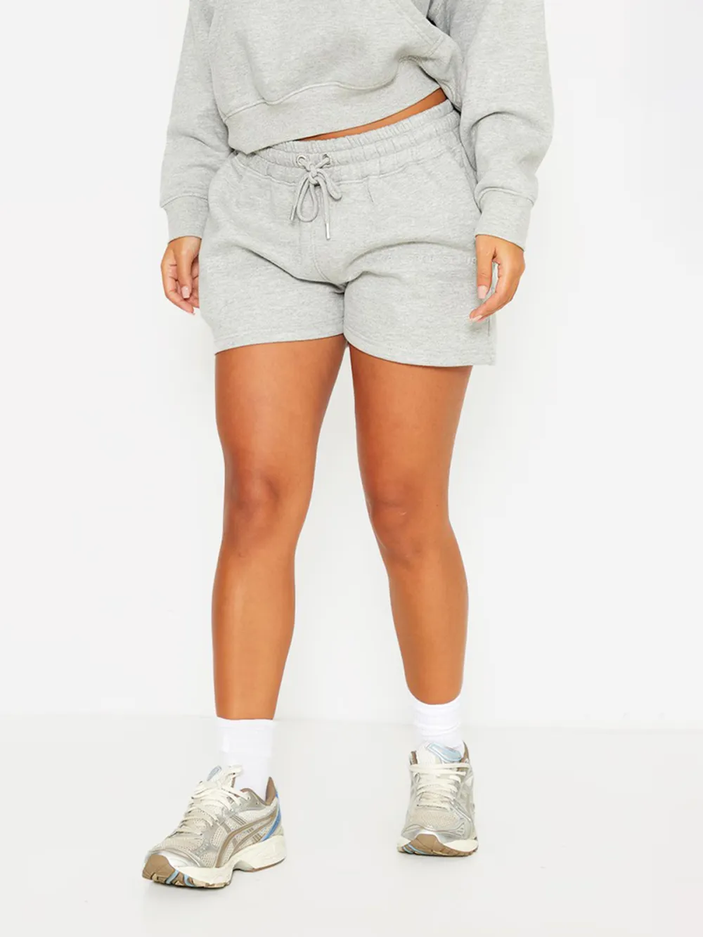 Grey Embossed Detail Shorts