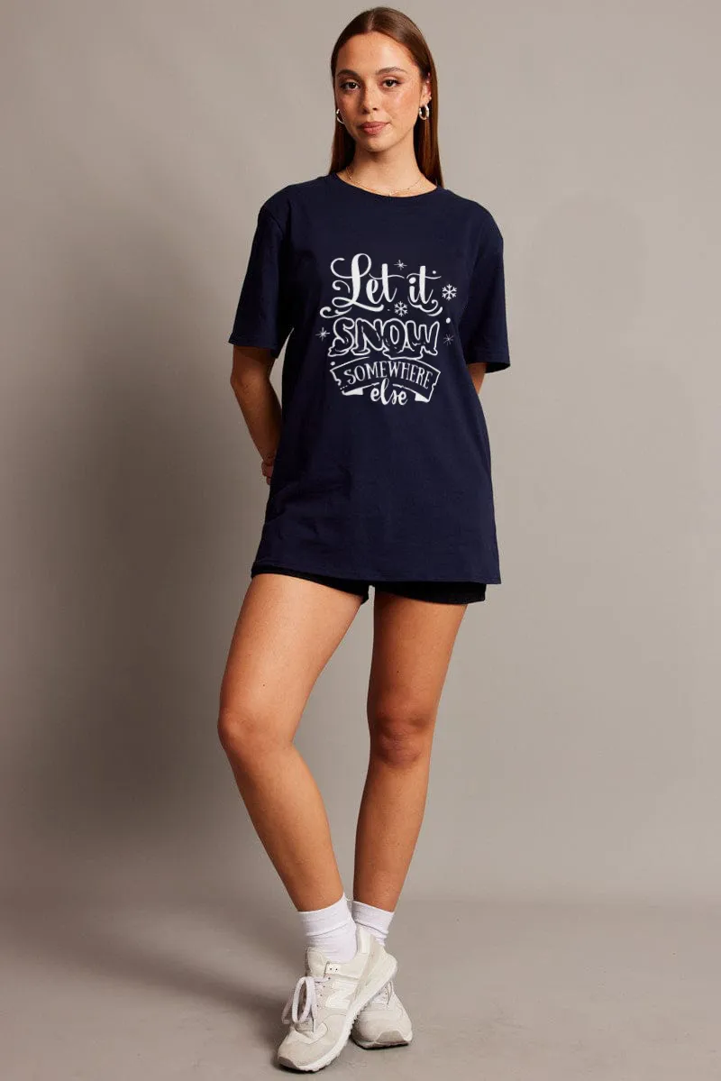 Women's letter and dice printed T-shirt